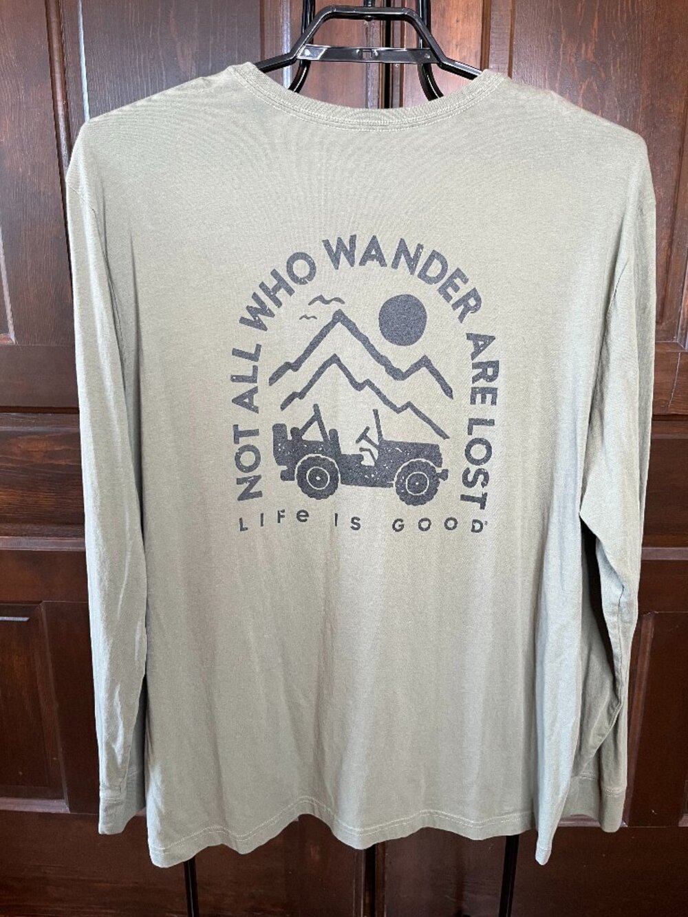Life is Good Crusher Lite T-shirt Long Sleeve Jeep Not All Who Wander Men's XXL